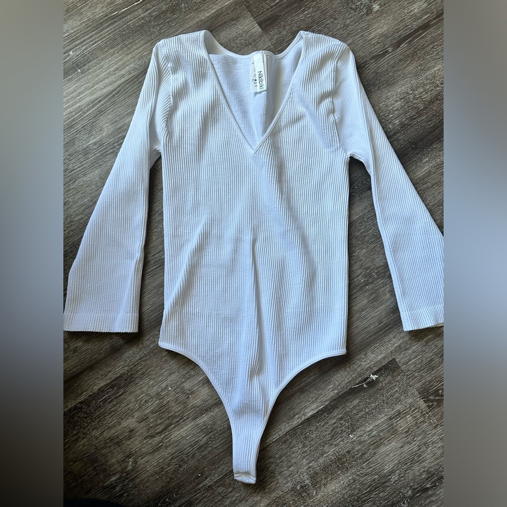 Nikibiki White 3/4 Sleeve Bodysuit